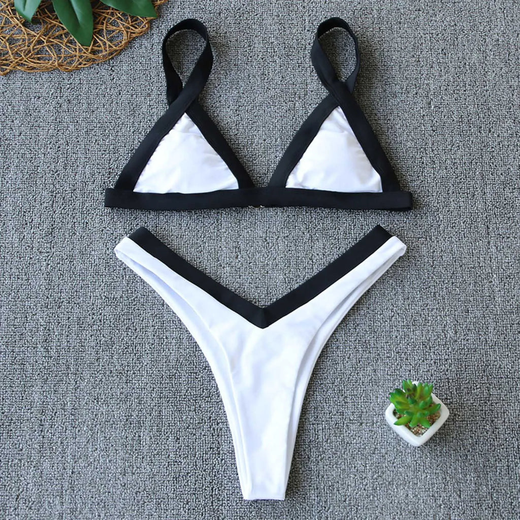 Sexy Micro Bikini Women's Triangle Bikini Set Two Piece Swimsuit Color Block Swimwear Summer Female Beachwear 2025 Bathing Suit