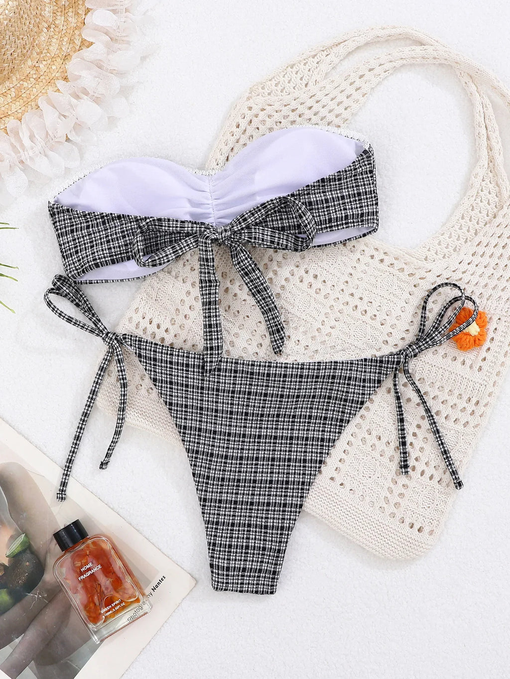 DEKA Women's Strapless Bikini Set Swimsuit 2-piece Suit Black White Patchwork Push Up Thong Beach Hot Spring New Swimwear
