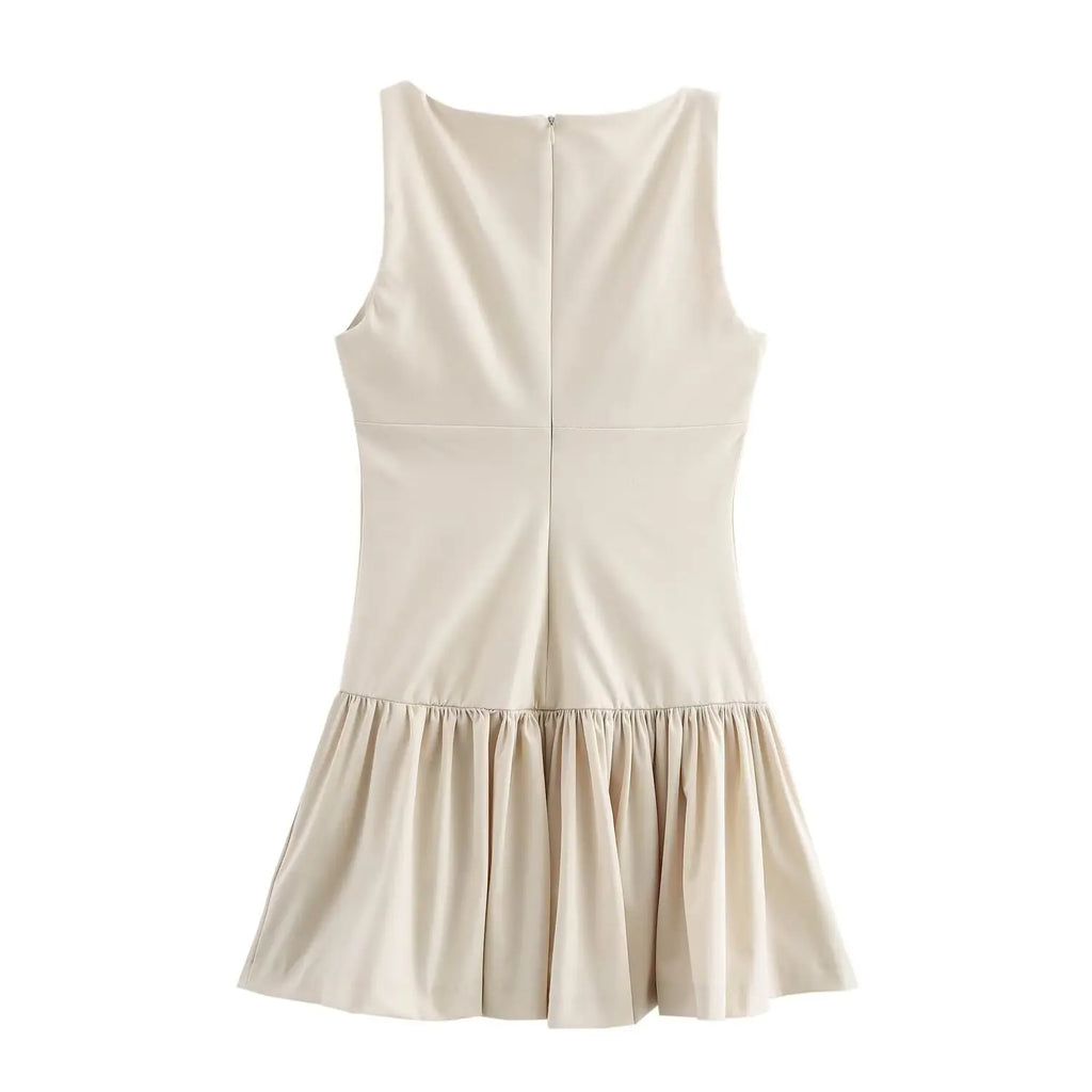 Foridol Bowknot Pleated Tank Short Dress for Women Sleeveless Casual Party Short Dress Female Casual Autumn Winter Dress