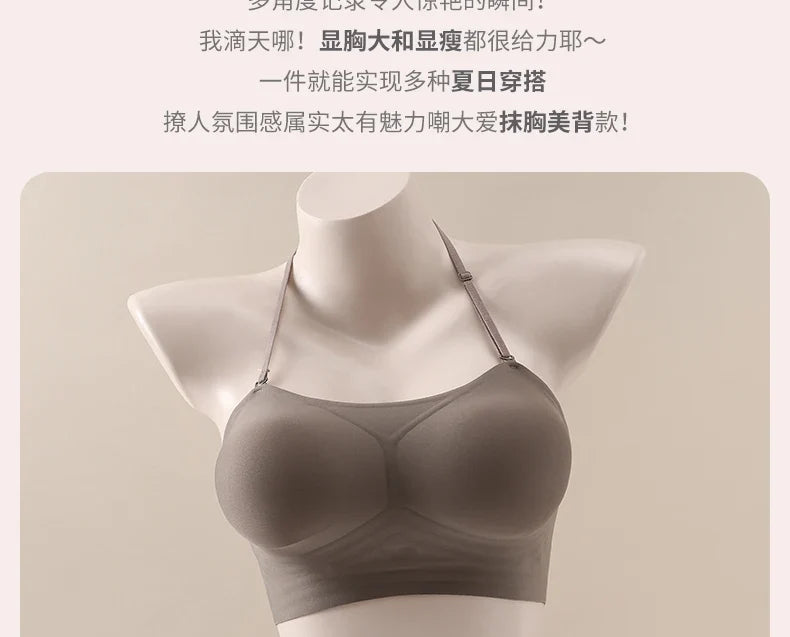 Backless Bra Women Thick Padded Push Up Adhesive Sticky Invisible Bra Small Bust Strapless Convertible Bralette Beach Essential