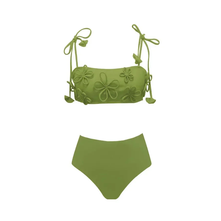 New Bandage Stripes Brazilian Bikini Swimwear Women's Swimsuit Two Piece Set Female Sexy Lace up Mujer Beachwear Summer
