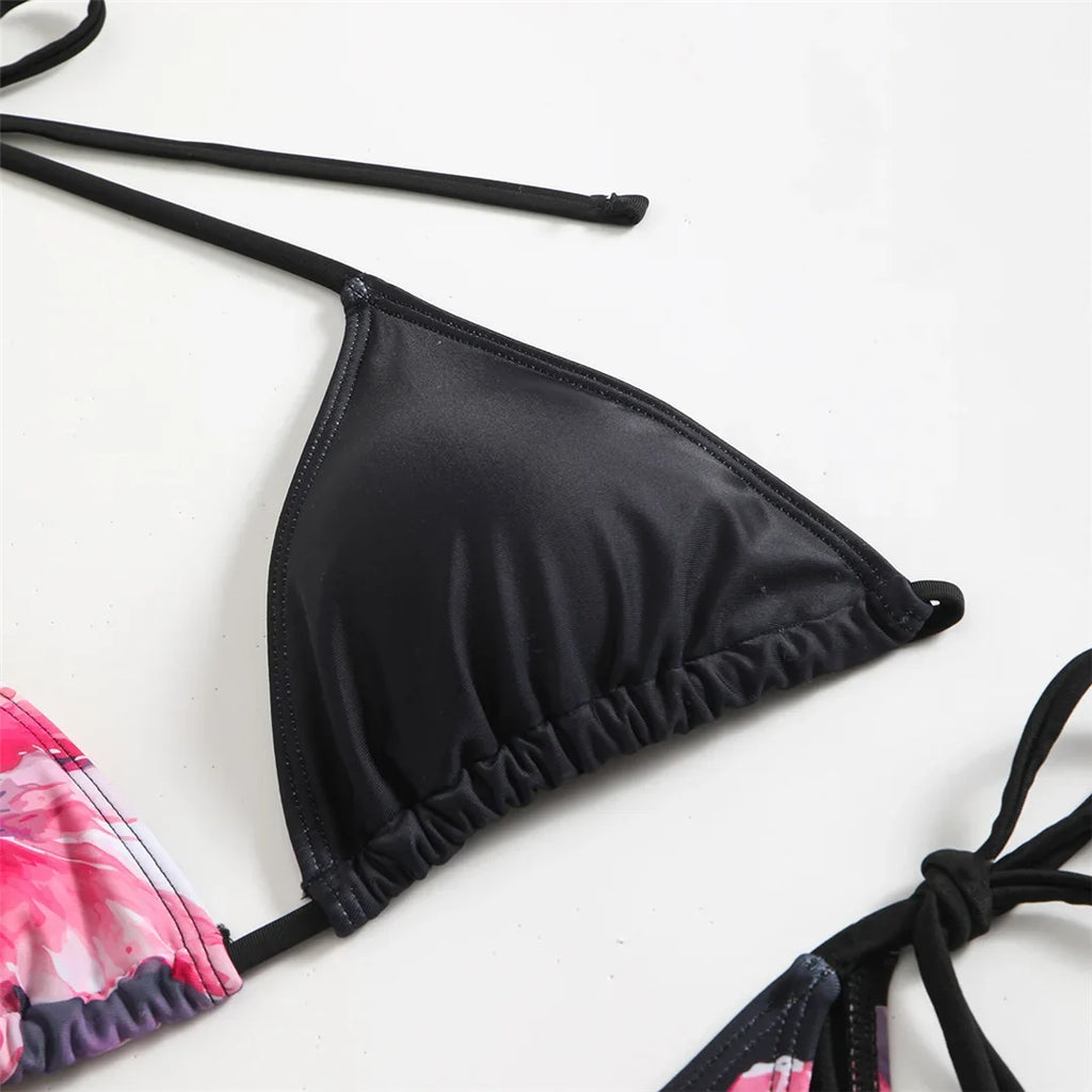 10 Color Flowers Halter Bikini Female Swimsuit Women Swimwear Three-pieces Bikini set With Skirt Bather Bathing Suit Swim V6637C