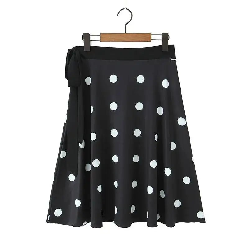 Spring Summer New Low-Waist Side-Tie Skirt For Women Sexy Large Polka Dot Print Midi Skirt Pure Desire Fashion Style Skirt 1KIJ