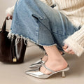 Rhinestone Heels Slingback High Heels Women Black Pumps 2026 Woman's Elegant Modern Heeled Sandals Pointed Party Stilettos