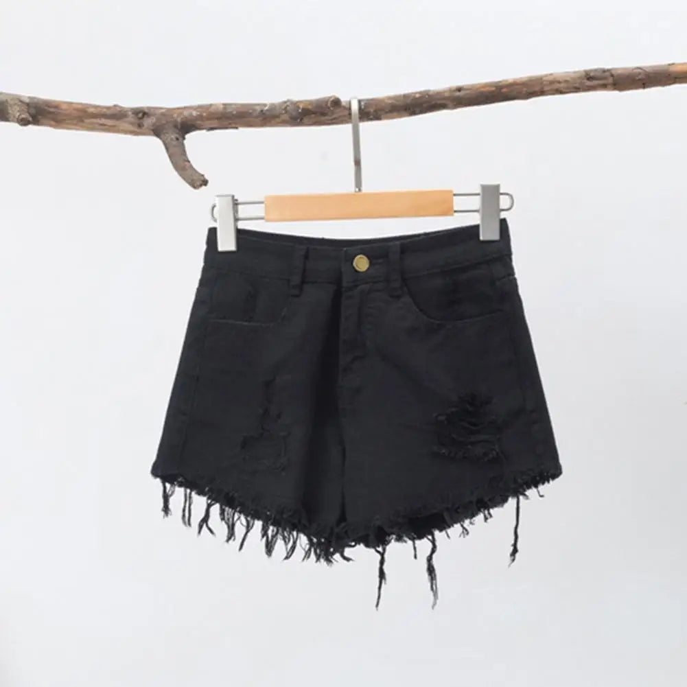 Summer Stretchy Hot Short Pants Women's High Waisted Cut Off Denim Shorts Ripped Distressed Frayed Hem Jeans Shorts