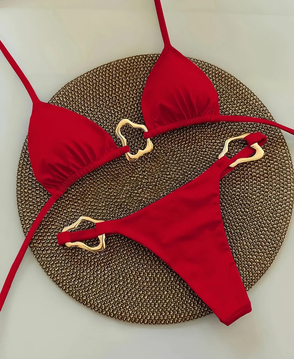 New Sexy Bikini Solid Color Lace-up Split Two-piece Swimsuit for Women
