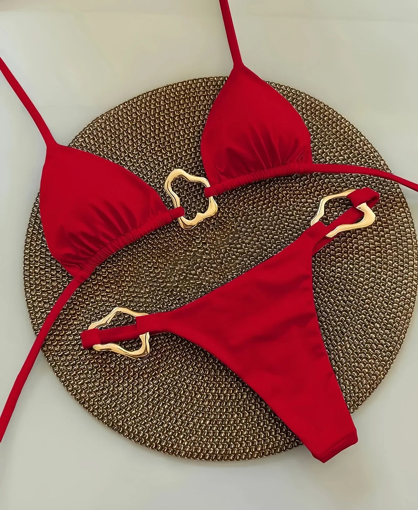 New Sexy Bikini Solid Color Lace-up Split Two-piece Swimsuit for Women