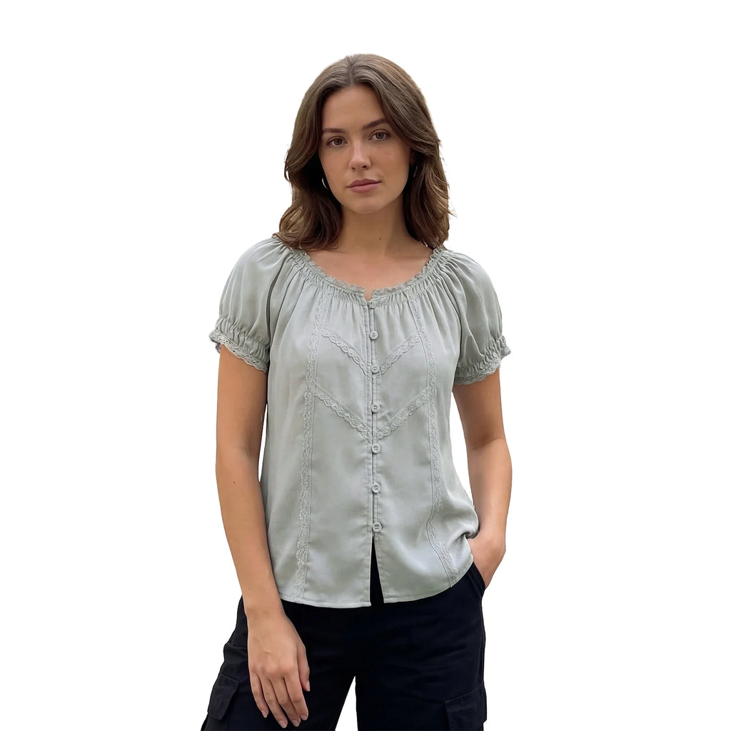 Women Summer Solid Color Loose Shirt Short Sleeve Button Closure Solid Loose Tops Streetwear