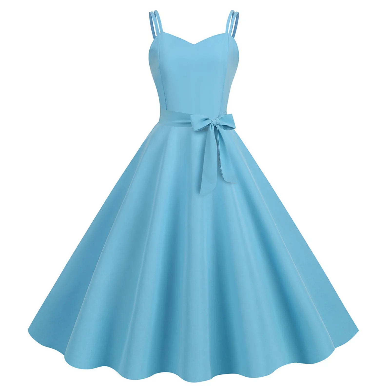 Womens Sleeveless Dress 1950s Housewife Evening Party Prom Dress Temperament Womens Dresses Female Holiday Loose Beach Dresses