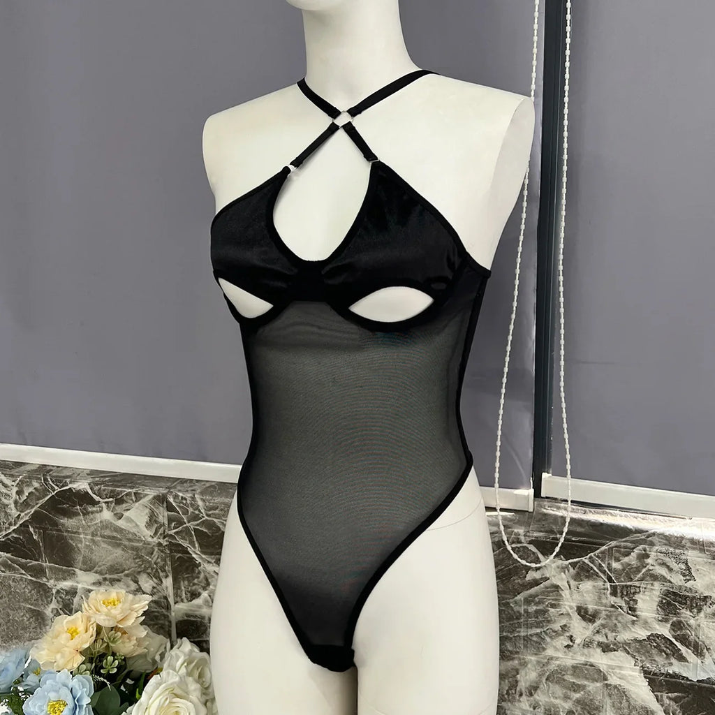 European and American style sexy women's hollow-out tight pants, backless one-piece underwear, bodysuit, gloves not included