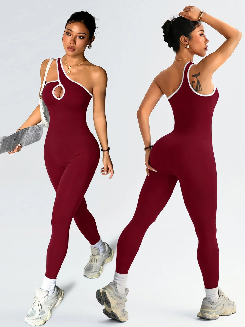 Women Seamless Yoga Jumpsuit Workout Bodysuit Tummy Control Butt-Lifting Gym Clothes Sleek Sportswear Striped Athletic Outfit