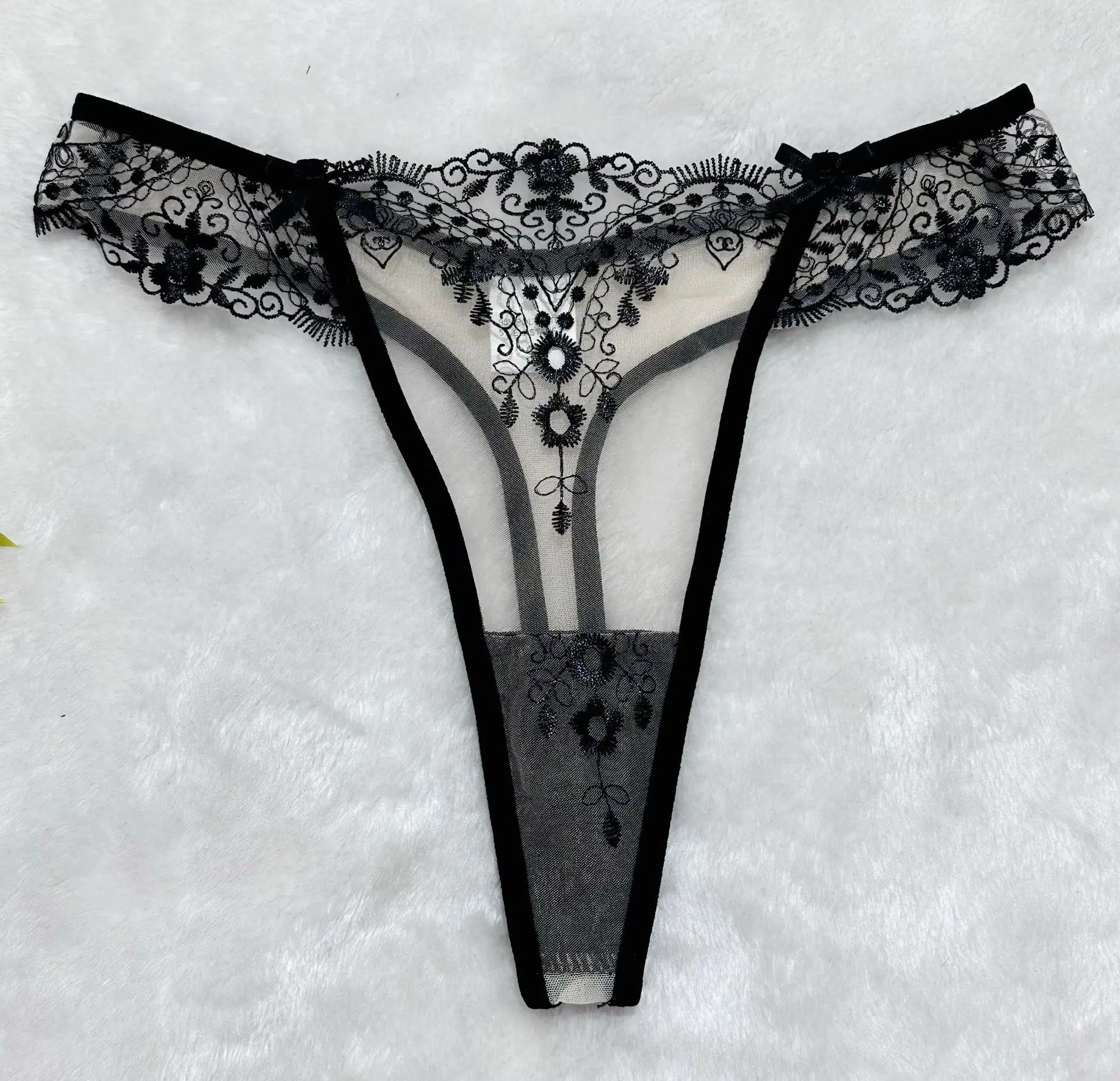 Women's New Floral Embroidered See-Through Mesh Lingerie 4-Piece Set - Sexy Underwear for Special Nights