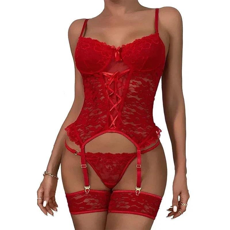 Floral Transparent Lace Bra Panty Set Women See Through Lingerie Set Ladies Fancy Sensual Underwear Erotic