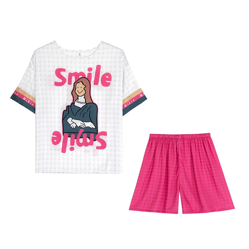 2026 Summer Pajamas Ladies Cartoon Set Sweet Home Clothes Set Three-Piece Set Can Be Passed Out