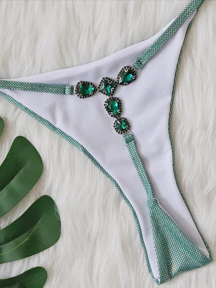 Extreme Mini Micro G String Bikini Leopard Diamond Bikini Women Swimsuit Female Swimwear Two Pieces Bikini Set Bathing Suit Swim