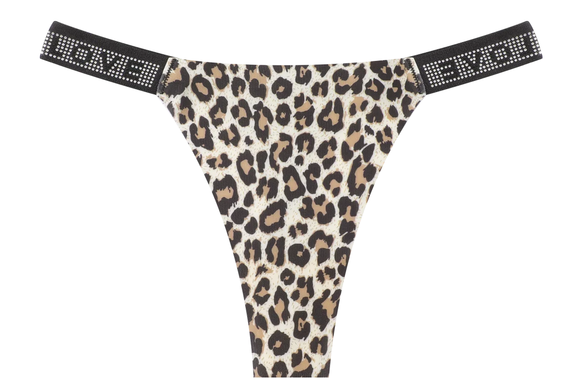 New Women's Smooth Low Waist Sexy Panties Women Thongs Rhinestones Letter Diamonds G-string Sports Thong Briefs T-back Shiny