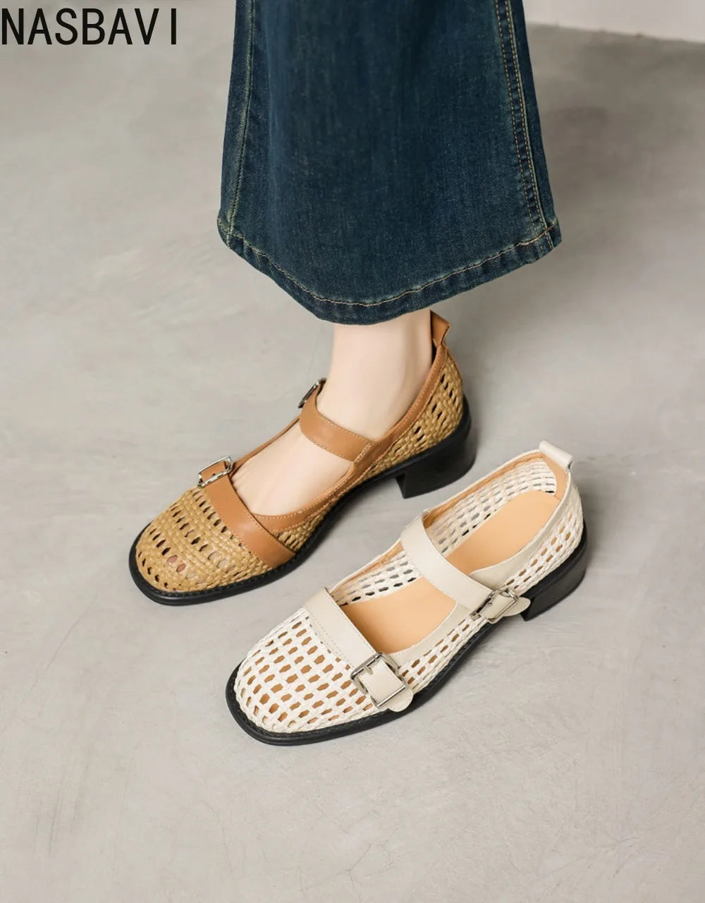 Summer Women Hollow Out Mary Jane Single Shoes Women's French Round Toe Breathable Drive Casual Shoes New 2026 Top Quality