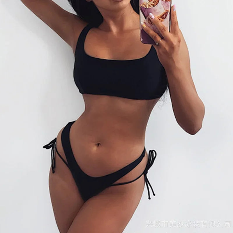 2026 High Cut Micro Thong Bikini Female Thong Bikinis Swimsuit Women Swimwear Two-pieces Bikini Set Brazilian Bathing Suit Swim