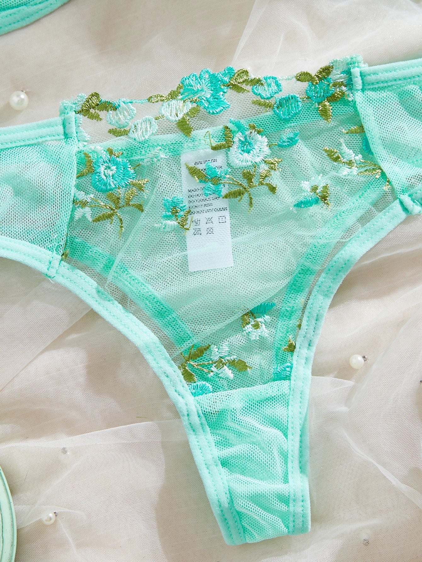 Womens Embroidered Bralette Lingerie And Panty Set Floral Design Soft Stretch Fabric Comfortable Everyday Underwear