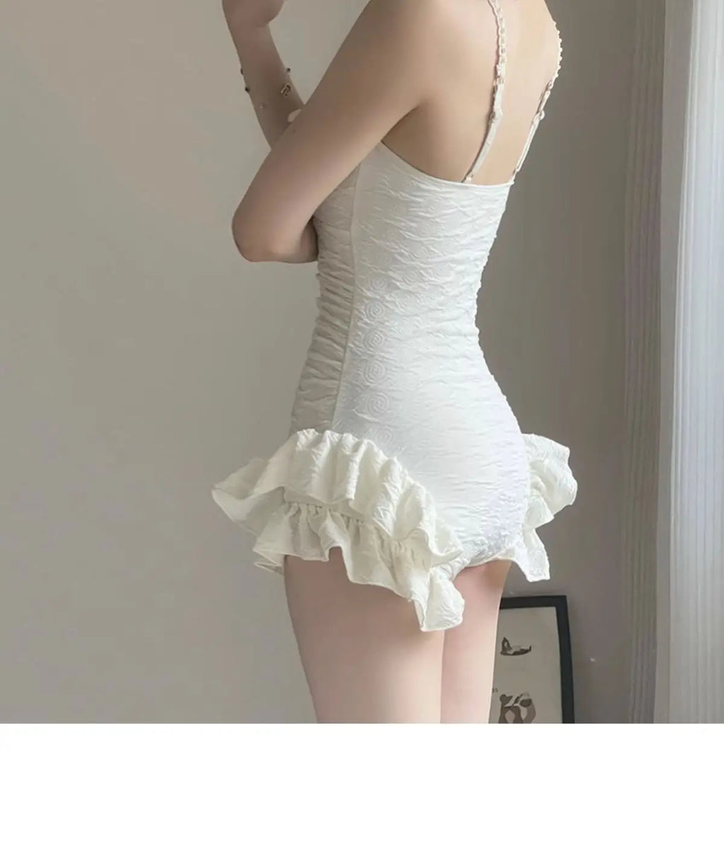 Cute and Conservative Swimsuit for Women, Covering The Belly and Slimming, Gathering Hot Spring Vacation, Fashionable Swimsuit