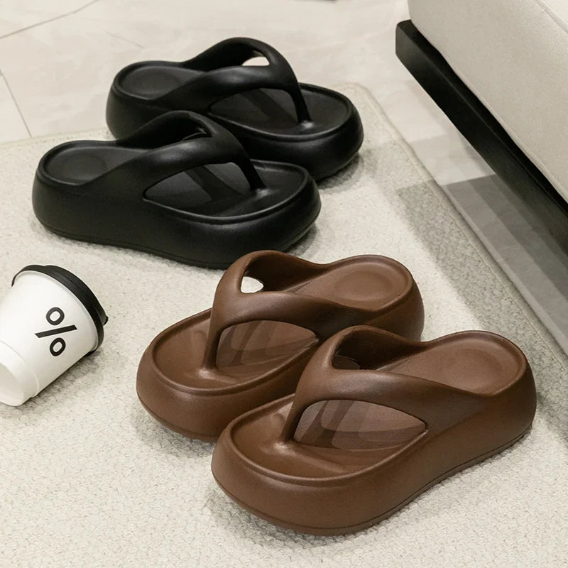 Chunky Platform Flip Flops for Women Summer 2025 Clip Toe Thick Bottom Cloud Slippers Woman Beach Non-Slip Soft Sole Flip Flops
