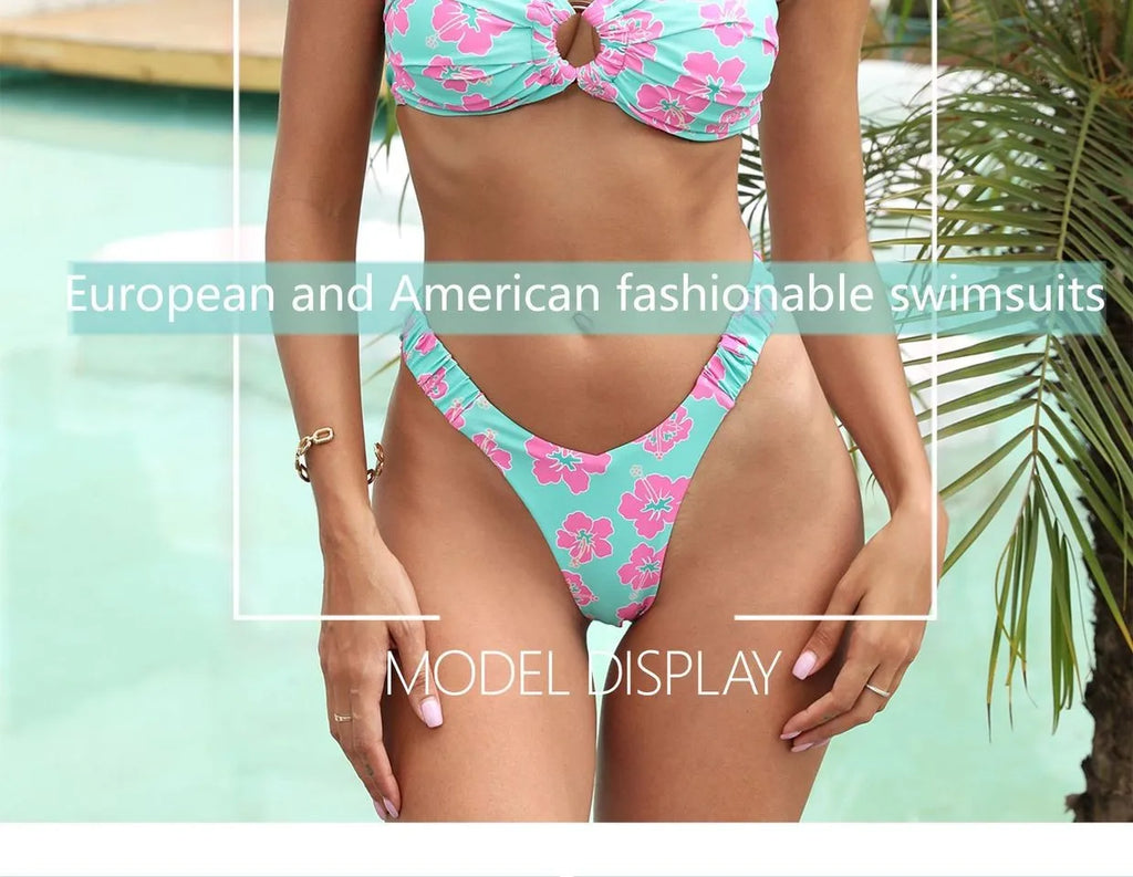 2024 Sexy Push Up Women Swimsuits Micro Bikini Female Swimwear Brazilian Bikini Set Thong Biquini Swim Suits Print Beachwear