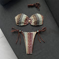 Printed Halter Bandeau Bikini Female Swimsuit Women Swimwear Two-Pieces Bikini Set High Leg Cut Bather Bathing Suit Swim V8338