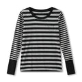 Women Striped Print Long Sleeve Tops Fitted Round Neck Fall T-shirts Casual Streetwear for Daily Office Party