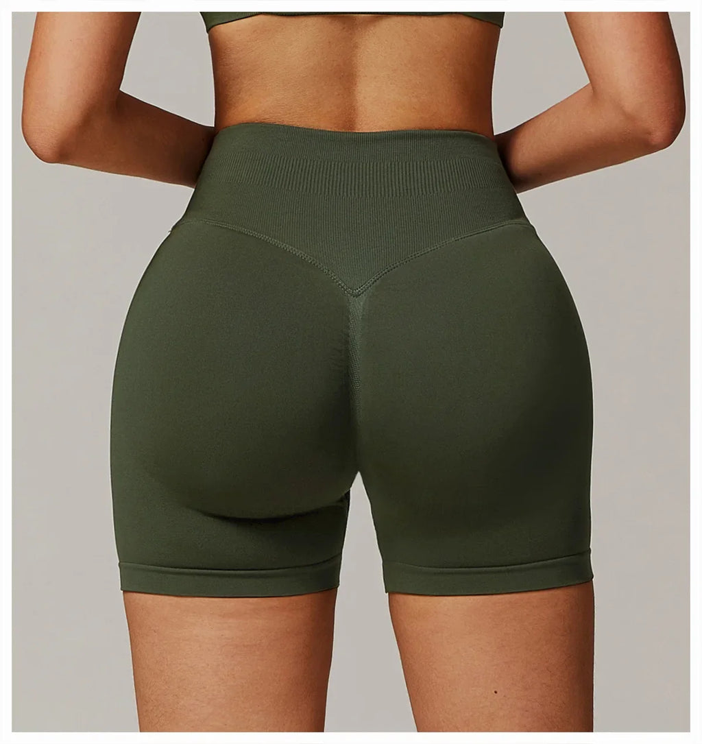 High Waist Shorts Seamless Yoga Shorts Workout Fitness Lift Peach Butt Fitness Tight Gym Running Body Shaper Pants Ribbed Shorts