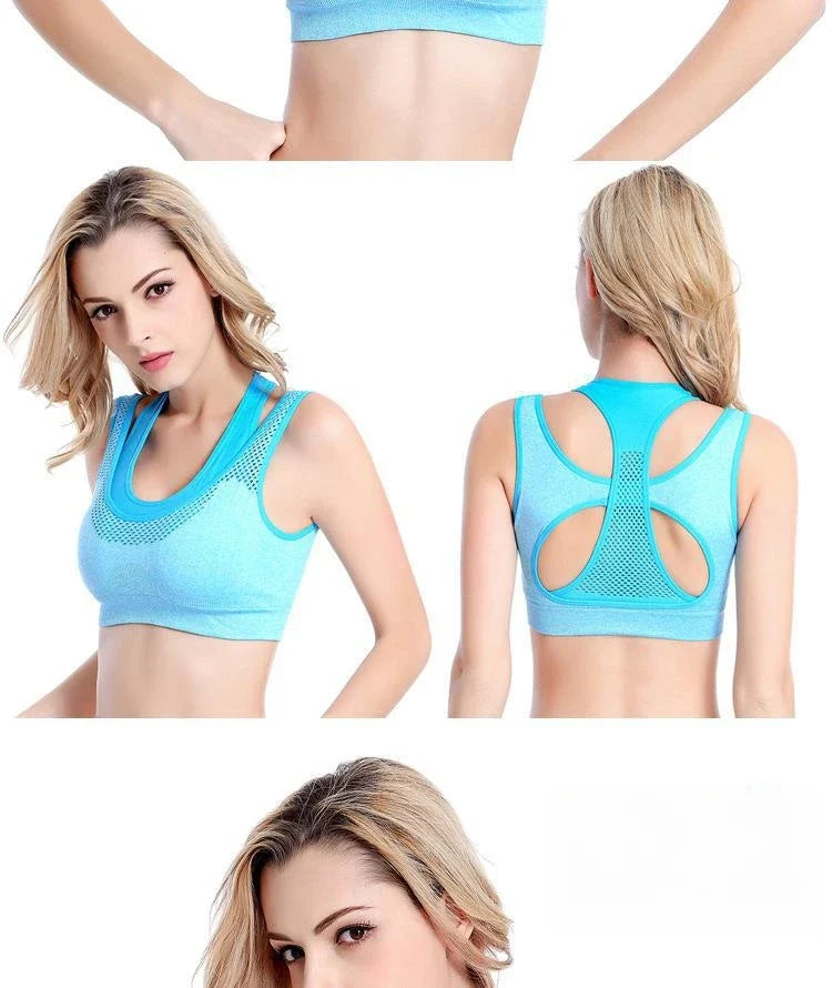 6 Colors Sports Bra Women Cross Hollow Back Gym Jogging Crop Top Female Tops Yoga Fitness Shockproof Vest Sport Bras for Women