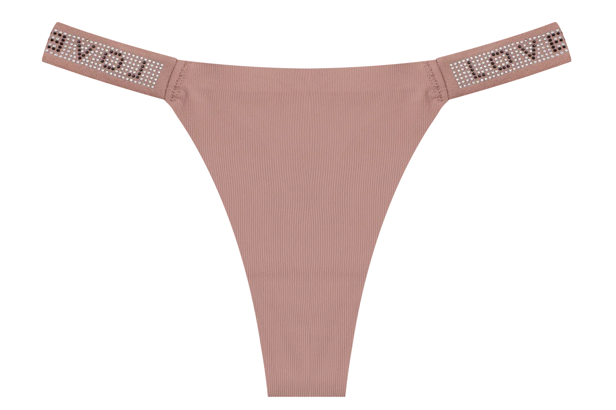 New Women's Smooth Low Waist Sexy Panties Women Thongs Rhinestones Letter Diamonds G-string Sports Thong Briefs T-back Shiny