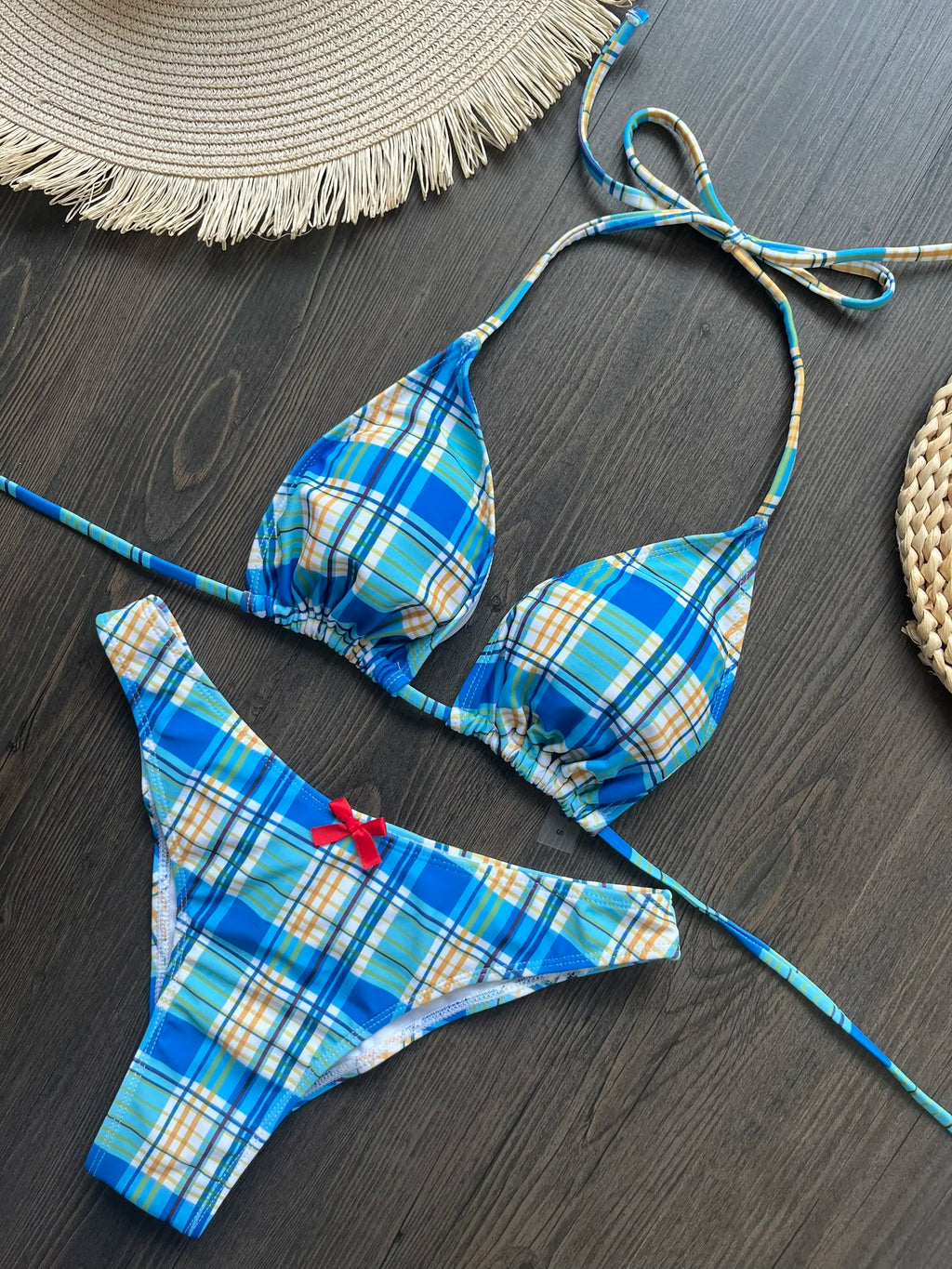 2025 New Sexy Palid Print Bikini Sets Swimsuit For Women Halter String Swimwear Female Brazilian Bathing Suits Summer Beach Wear