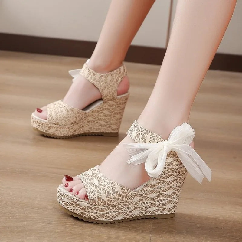 2026 Women's Wedges Sandals Summer  Mesh Peep Toe Platform High Heel Women Sandals