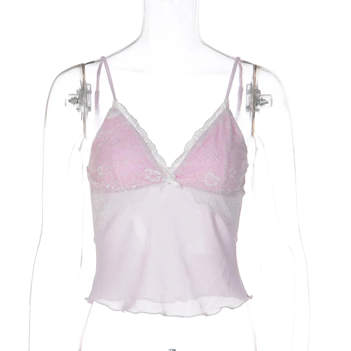 FDYOUI Y2K Pink Camisoles Women Sexy V-neck Lace Patchwork Tank Tops 2026 Summer Backless Sleeveless Corset T-shirt Streetwear