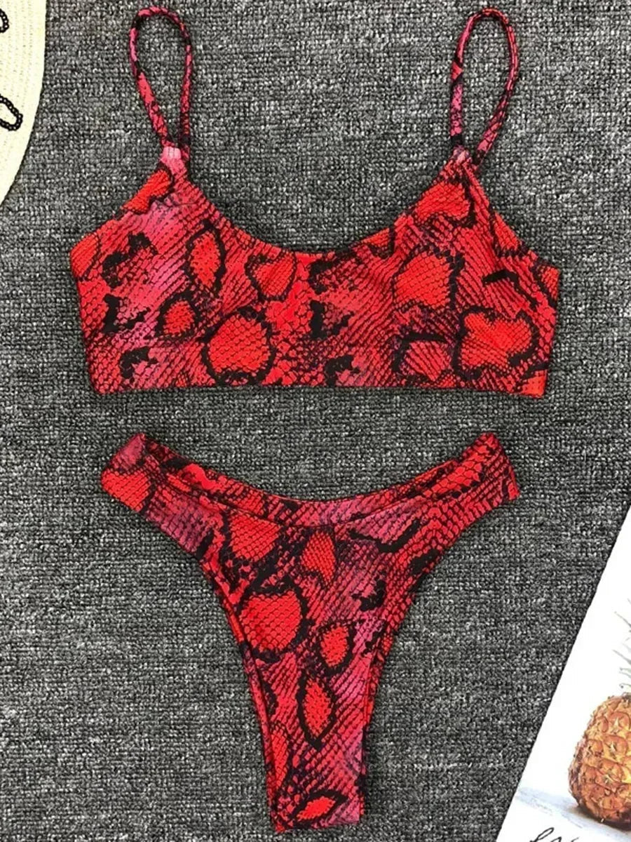 2026 Snake Leopard Brazilian Bikini Female Swimsuit Women Swimwear Two Pieces Bikini Set High Cut Bathing Suit Swim Beach Wear