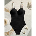 Wrinkled Underwired Colorful Beads Women Swimwear One Piece Swimsuit Female High Leg Cut Monokini Bather Bathing Suit Swim V8301