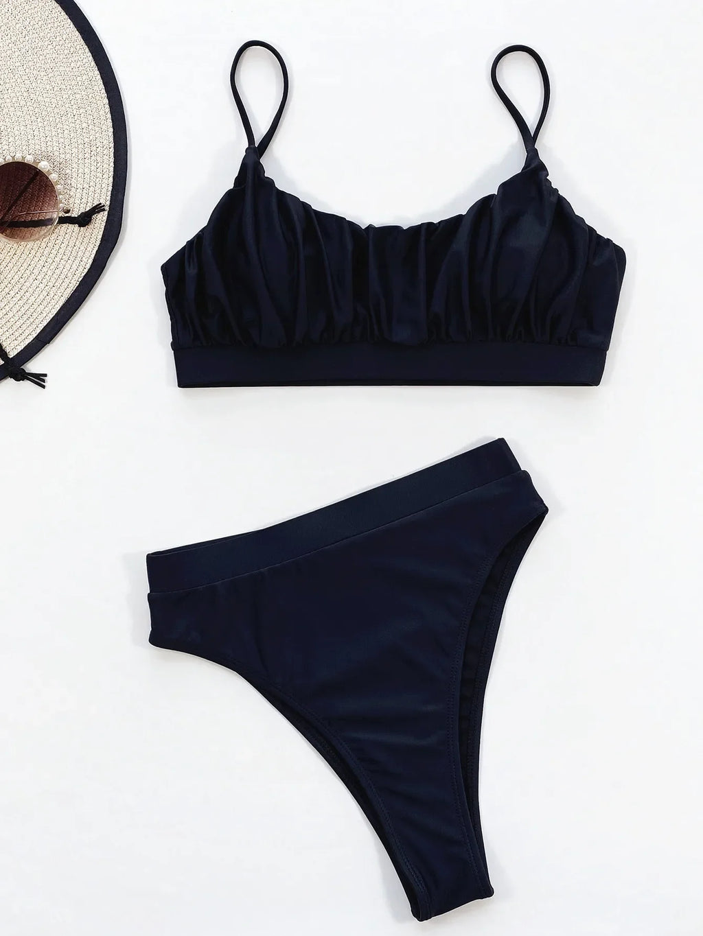 Bikini 2026 Sexy Solid High Waist Pleated Swimwear Swimsuit Women Bikinis Set Bathing Suit Beach Bikini Female Push Up Banadores