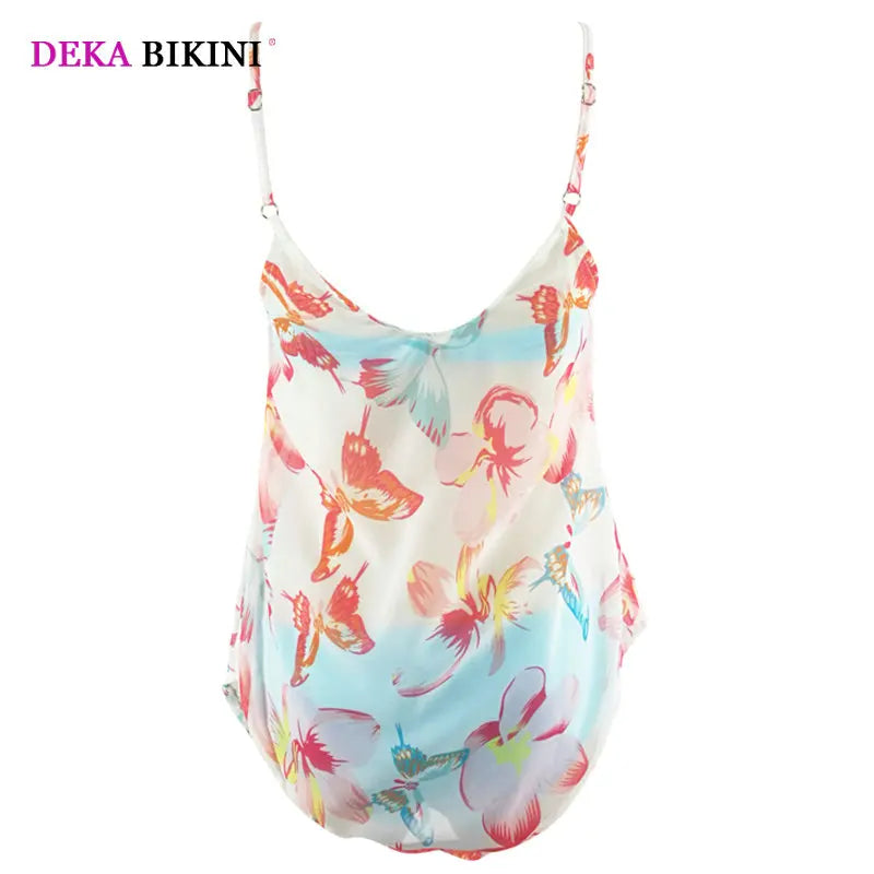 DEKA Plus Size 3 pcs Printed Tankini Set Women Push Up Bikini High Waist Large Swimwear Retro Swimsuit Bathing Suit