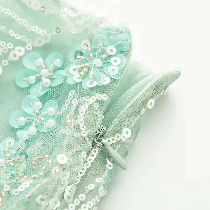 Fashion Floral Sequ Pearl Mini Skirt For Women Summer Vacation Beaded Hip Package Short Skirts Evening Party Lady Beach QH8J