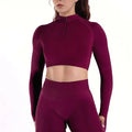 NCLAGEN Impact Crop Zippy Fitness Top Long Women Sleeve GYM Clothes Seamless Running Workout Quick Dry Pilates Sports Yoga Shirt