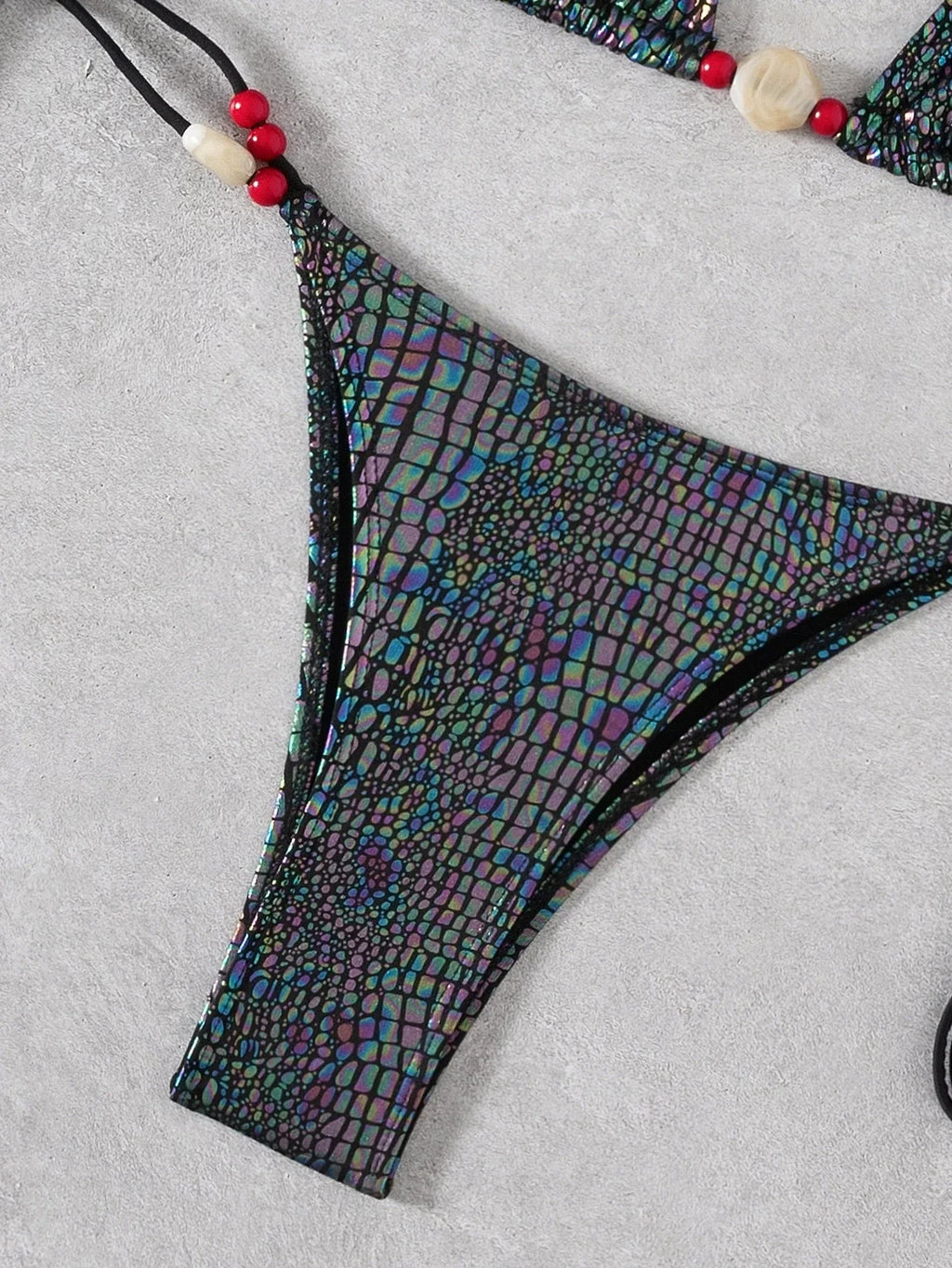 DEKA Beaded Snake Skin Bikini Set Halter Strappy Female Swimsuit Women Swimwear Bikini Bather Bathing Suit Swim