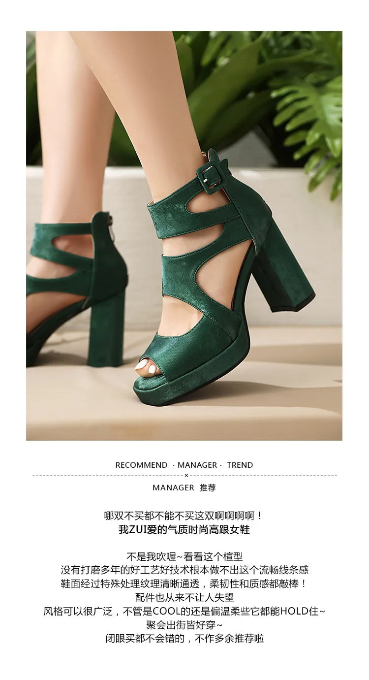 Summer Sexy Gladiator Women Sandals Designer Peep Toe Hollow Out High Heels Platform Party Ladies Shoes Zipper Sandales Femmes