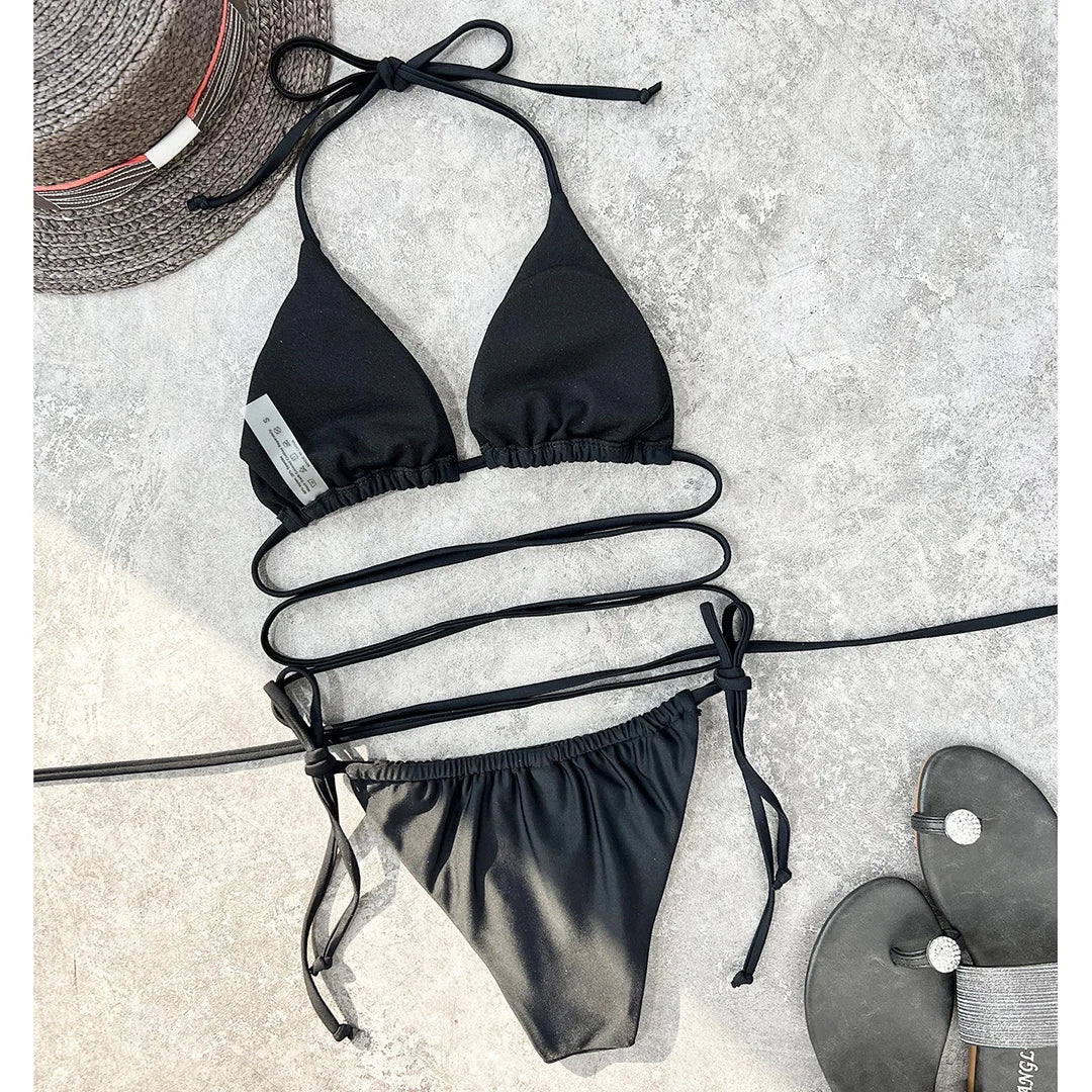 2026 New Wrap Arround Mini Bikini Female Swimwear Women Swimsuit Two-pieces Bikini Set Brazilian Bather Bathing Suit Swim V1229H