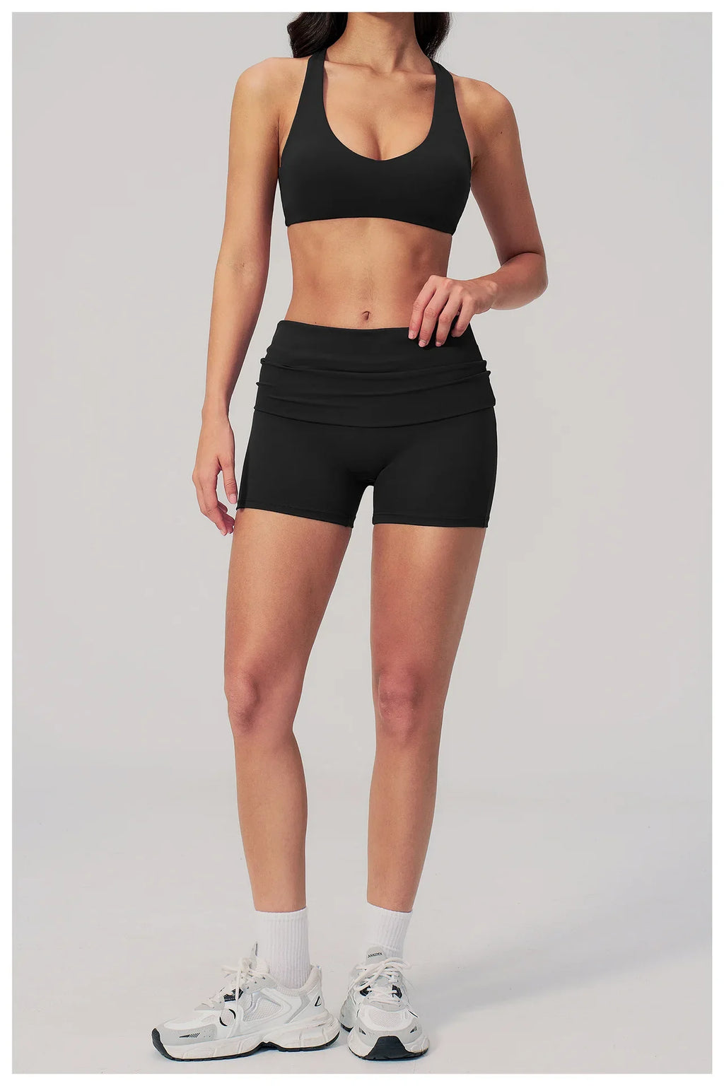 Women Two Piece Gym Yoga Sets Back Cross Sports Bra Pleate High Waist Short Fitness Suit Outdoor Running Camisole Tops Outfits