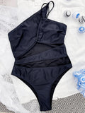Sexy One Shoulder Tummy Cut Out Monokini One Piece Swimsuit Women Swimwear Female Bather Asymmetric Bathing Suit Swim Beachwear