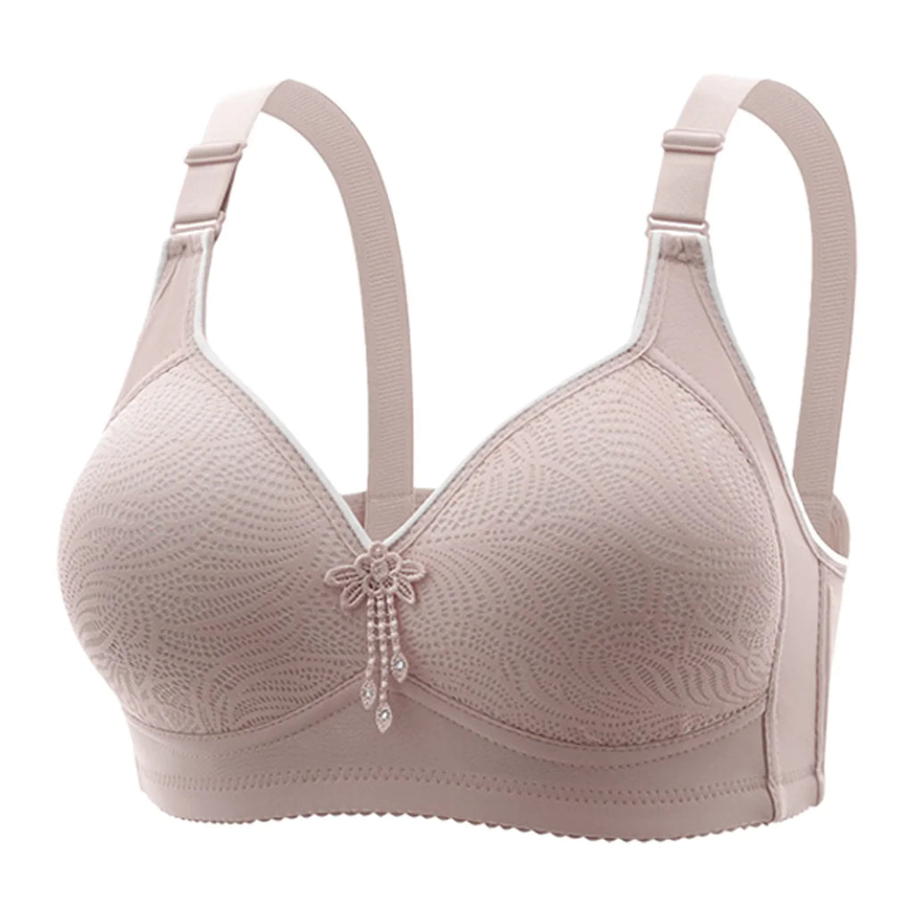 6 Pieces Color Women' Sexy Lace No Wire Bras Plus Size Adjustable Shoulders Strap T-Shirt Bra For Cup A B C D