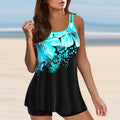 Plus Size Vintage Print Tankini Set Two Piece Swimdress Panty Bathing Suit Beachwear Beach Swimwear Retro Summer Swimsuit New