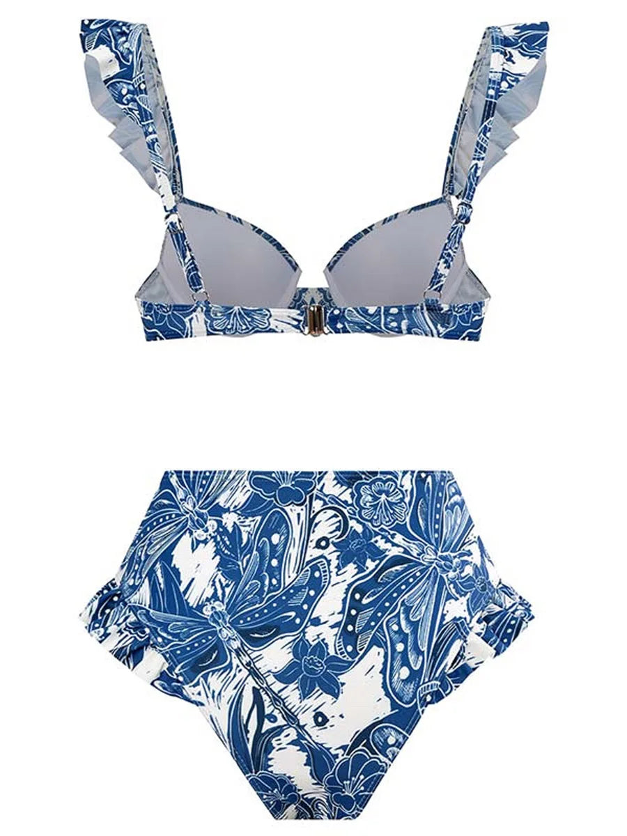 3 Pieces Push Up Bikini 2026 High Waist Swimsuit & Skirt Sexy Ruffle Swimwear Women Bathing Swimming Swim Suit Female Beachwear