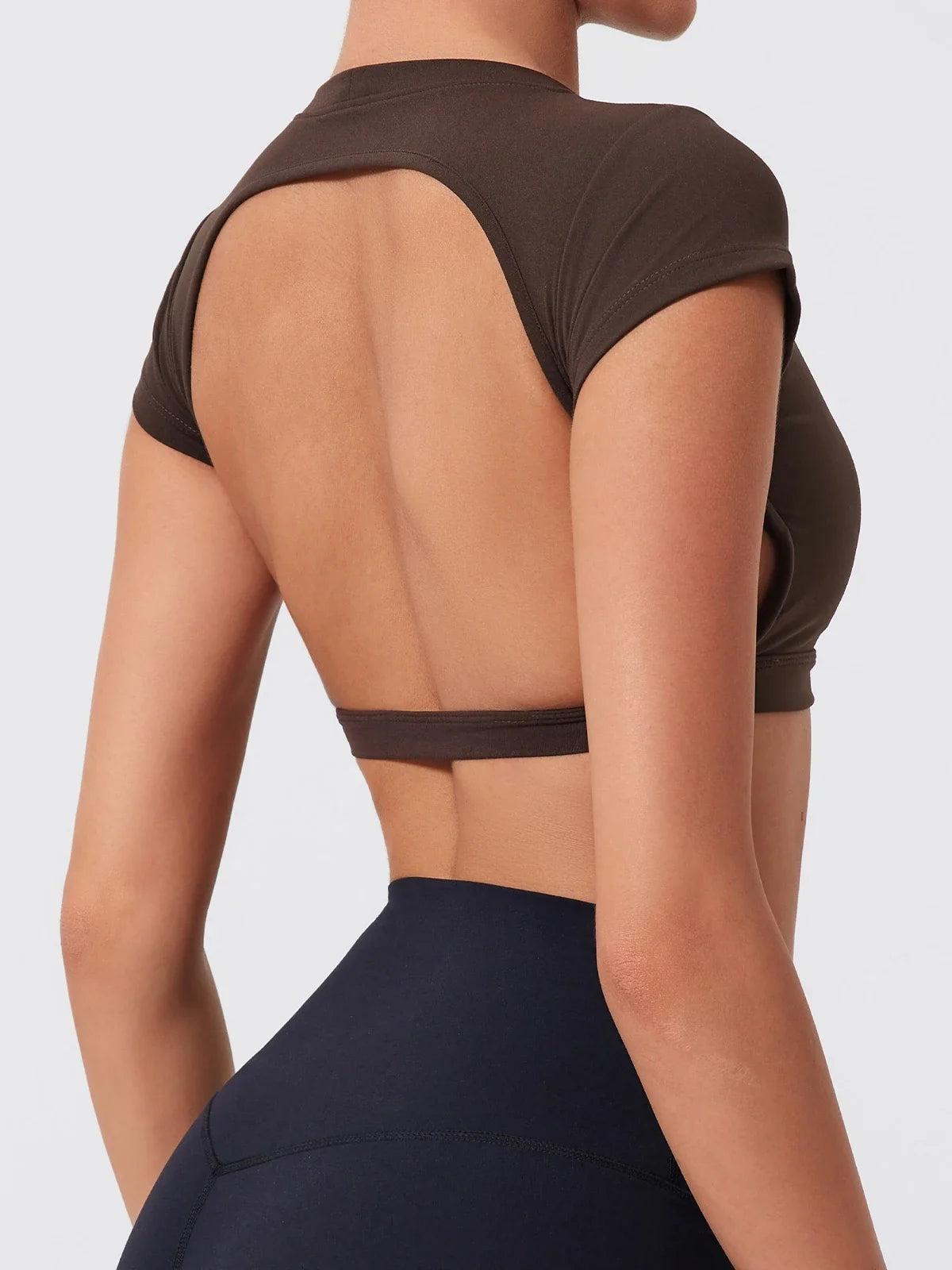 Hearuisavy Summer Sports Shirts Workout Tops Fitness Activewear Quick-Dry Yoga Clothes Sport Crop Tops Backless Gym Top Women