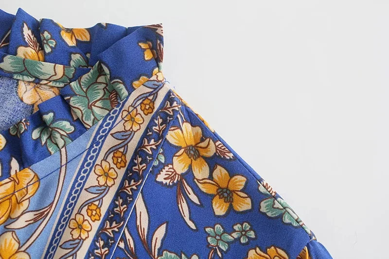 Foridol Bohemian Printed Floral Women Long Dress with Sleeve Spring Summer New in Midi Vestidos Casual Beach Boho Dress Women